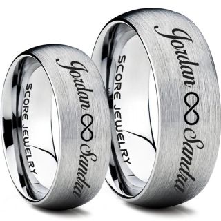 Infinity Couple Rings, Matching Couple Wedding Rings Set, Couple Wedding Rings, CUSTOMIZE YOUR NAMES Wedding Bands, Always and Forever Jewelry, Silver Tungsten Wedding Ring, Silver Tungsten Rings