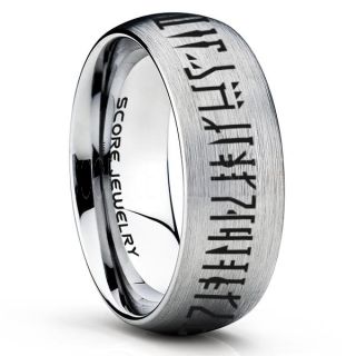 Mandalorian Ring, Star Wars Ring, Customize Your Own Text in Mandalorian, Star Wars Wedding Band, Silver Mandalorian Wedding Ring, Silver Tungsten Band, Mandalorian Wedding Band, Star Wars Wedding Ring, Star Wars Mandalorian Jewelry