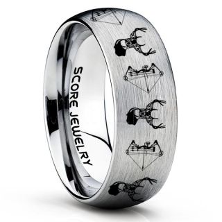Deer Hunting Ring, Elk Hunting Ring, Deer Hunting Tungsten Ring, Crossbow Deer Hunting Ring, Crossbow Deer Ring, Deer Jewelry, Silver Tungsten Wedding Band