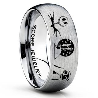 Jack and Sally Ring, Jack and Sally Wedding Band, We're Simply Meant To Be Ring, Silver Tungsten Ring, Silver Tungsten Wedding Band, Jack and Sally Wedding Ring