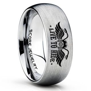 Live To Ride Ring, Live To Ride Wedding Ring, Motorcycle Ring, Live To Ride Wedding Band, Live To Ride Jewelry, Biker Ring, Biker Tungsten Wedding Ring, Silver Tungsten Rings