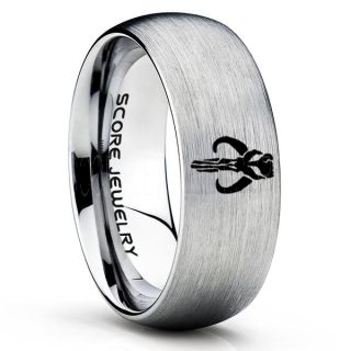 Boba Fett Ring, Boba Fett Mythosaur Skull Ring, Boba Fett Mandalorian Ring, Star Wars Ring, Star Wars Wedding Band, Silver Mandalorian Wedding Ring, Silver Tungsten Band, Mandalorian Wedding Band, Star Wars Wedding Ring, Star Wars Mandalorian Jewelry