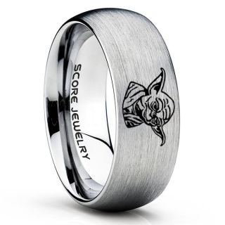Yoda Ring, Silver Yoda Ring, Silver Tungsten Yoda Wedding Ring, Yoda Star Wars Ring, Star Wars Wedding Band, Silver Wedding Ring, Silver Tungsten Band, Star Wars Wedding Band, Star Wars Wedding Ring, Star Wars Yoda Jewelry