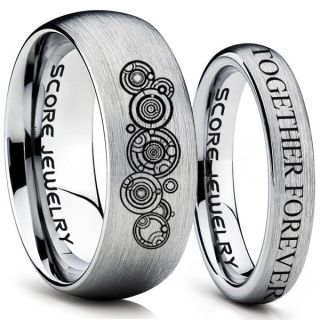 Doctor Who Rings, Doctor Who Wedding Rings, 2 Piece Couple Set Doctor Who Rings, Gallifreyan Rings, Doctor Who Jewelry, Doctor Who Wedding Bands, Doctor Who Wedding Rings