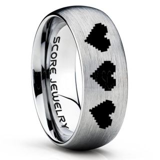 Legend of Zelda Ring, 8 Bit Hearts Ring, Zelda Wedding Ring, Zelda Wedding Band, Gamer Ring, Silver Tungsten Ring, Silver Wedding Band, 8 Bit Hearts Zelda Ring