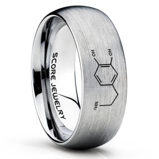 Dopamine Ring, Hormone Ring, Neurotransmitter Ring, Science Jewelry, Silver Wedding Ring, Silver Tungsten Ring, Silver Tungsten Wedding Band, Dopamine Jewelry