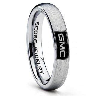 GMC Ring, GMC Truck Ring, Truck Ring, Trucker Ring, Pickup Truck Ring, GM Jewelry, Silver Tungsten Ring, Silver Tungsten Wedding Band, Silver Wedding Band