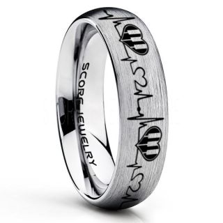 Music Ring, Music Heartbeat Ring, Music Sheet Ring, Music Jewelry, Piano Ring, Silver Tungsten Ring, Silver Ring, Silver Wedding Band, Treble Clef Note Ring, Music Notes Ring