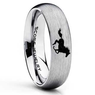 Mustang Ring, Horse Ring, Mustang Band, Equestrian Ring, Horse Lovers Ring, Western Ring, Cowboys Ring, Silver Tungsten Ring, Silver Wedding Band, Horse Wedding Ring