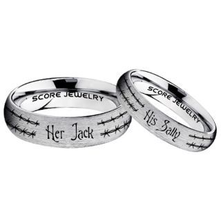 Jack and Sally Rings, Jack and Sally Wedding Bands, Silver Tungsten Rings, Silver Tungsten Wedding Bands, Jack and Sally Wedding Rings, Matching Couple Rings