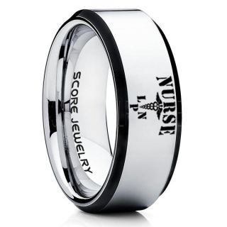 Licensed Practical Nurse Ring, Nurse Ring, LPN Nurse Wedding Band, Career Ring, LPN Nurse Jewelry, Silver Nurse Tungsten Ring, Silver Wedding Band, Silver Tungsten Wedding Band
