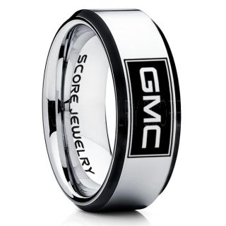 GMC Ring, GMC Truck Ring, Truck Ring, Trucker Ring, Pickup Truck Ring, GM Jewelry, Silver Tungsten Ring, Silver Tungsten Wedding Band, Silver Wedding Band