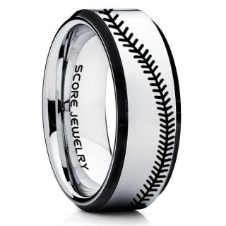 Baseball Ring, Baseball Stitch Pattern Ring, Silver Tungsten Ring, Silver Ring, Silver Wedding Band, Silver Wedding Ring, Baseball Stitch Ring, Silver Tungsten Band