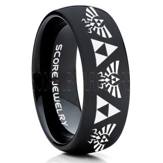 Legend of Zelda Ring, Zelda Triforce Ring, Black Zelda Wedding Ring, Black Tungsten Zelda Wedding Band, Black Tungsten Ring, Black Wedding Band, Gamer Ring