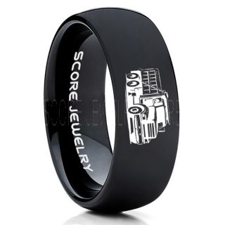 Dump Truck Ring, Truck Driver Ring, Trucker Ring, Black Tungsten Ring, Trucker Jewelry, Truck Driver Wedding Band, Black Tungsten Band, Black Wedding Ring
