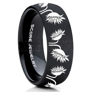 Sunflower Ring, Sunflower Jewelry, Sunflower Wedding Ring, Sunflower Wedding Band, Black Tungsten Ring, Black Wedding Band, Black Wedding Ring