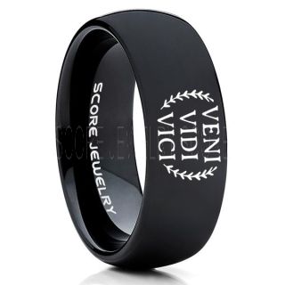 Veni Vidi Vici Ring, Julius Caesar Ring, Roman Ring, Roman Republic Ring, I Came I Saw I Conquered Ring, Roman Senate Ring, Julius Caesar Jewelry, Black Tungsten Ring