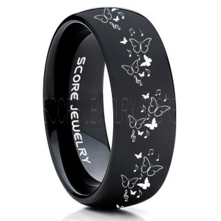 Butterfly Ring, Music Notes Ring, Music Ring, Monarch Butterfly Ring, Butterfly Jewelry, Monarch Butterfly Jewelry, Monarch Butterfly Wedding Band, Animal Lover Ring, Nature Lover Ring, Black Tungsten Ring, Black Wedding Band