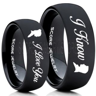 I Love You I Know Rings, 2 Piece Couple Set Star Wars Rings, Star Wars Wedding Bands, Matching I Love You I Know Rings, Black Wedding Rings, Black Tungsten Bands, Star Wars Wedding Bands