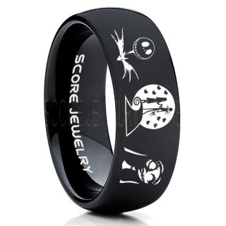 Jack and Sally Ring, Jack and Sally Wedding Band, We're Simply Meant To Be Ring, Black Tungsten Ring, Black Tungsten Wedding Band, Jack and Sally Wedding Ring