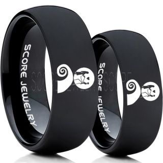 Jack and Sally Rings, Jack and Sally Wedding Bands, Black Tungsten Rings, Black Tungsten Wedding Bands, Jack and Sally Wedding Rings