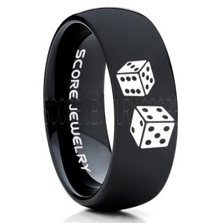 Craps Ring, Dice Ring, Dice Jewelry, Dice Wedding Ring, Poker Ring, Gaming Ring, Casino Ring, Joker Ring, Black Wedding Band, Black Tungsten Ring