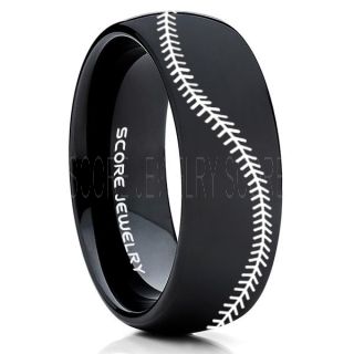 Baseball Ring, Baseball Stitch Pattern Ring, Black Tungsten Ring, Black Ring, Black Wedding Band, Black Wedding Ring, Baseball Stitch Ring, Black Tungsten Band