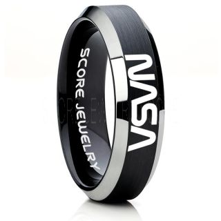 NASA Ring, NASA Jewelry, Astronomy Ring, Space Ring, Space Jewelry, Black Wedding Ring, Black Tungsten Band, NASA Wedding Band, NASA Wedding Ring