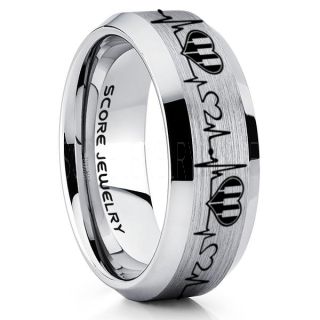 Music Ring, Music Heartbeat Ring, Music Sheet Ring, Music Jewelry, Piano Ring, Silver Tungsten Ring, Silver Ring, Silver Wedding Band, Treble Clef Note Ring, Music Notes Ring