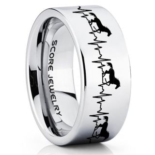 Mustang Ring, Horse Ring, Mustang Heartbeat Ring, Equestrian Ring, Horse Lovers Ring, Western Ring, Cowboys Ring, Silver Tungsten Ring, Silver Wedding Band, Horse Wedding Ring