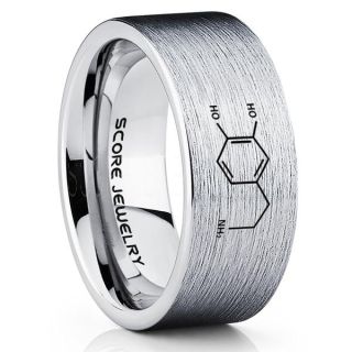 Dopamine Ring, Hormone Ring, Neurotransmitter Ring, Science Jewelry, Silver Wedding Ring, Silver Tungsten Ring, Silver Tungsten Wedding Band, Dopamine Jewelry