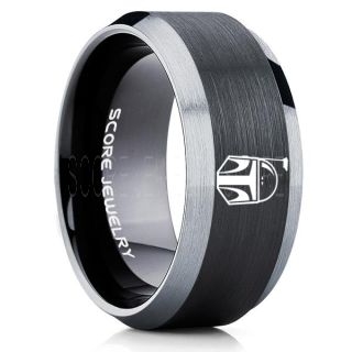 Boba Fett Ring, Boba Fett Helmet Ring, Boba Fett Mandalorian Ring, Star Wars Ring, Star Wars Wedding Band, Black Mandalorian Wedding Ring, Black Tungsten Band, Mandalorian Wedding Band, Star Wars Wedding Ring, Star Wars Mandalorian Jewelry