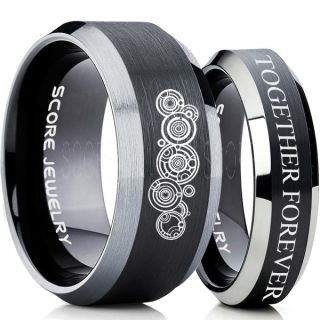 Doctor Who Rings, Doctor Who Wedding Rings, 2 Piece Couple Set Doctor Who Rings, Gallifreyan Rings, Doctor Who Jewelry, Doctor Who Wedding Bands, Doctor Who Wedding Rings