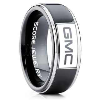 GMC Ring, GMC Truck Ring, Truck Ring, Trucker Ring, Pickup Truck Ring, GM Jewelry, Black Tungsten Ring, Black Tungsten Wedding Band, Black Wedding Band