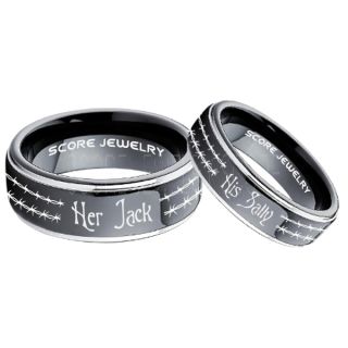 Jack and Sally Rings, Jack and Sally Wedding Bands, Black Tungsten Rings, Black Tungsten Wedding Bands, Jack and Sally Wedding Rings