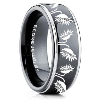 Sunflower Ring, Sunflower Jewelry, Sunflower Wedding Ring, Sunflower Wedding Band, Black Tungsten Ring, Black Wedding Band, Black Wedding Ring