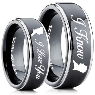 I Love You I Know Rings, 2 Piece Couple Set Star Wars Rings, Star Wars Wedding Bands, Matching I Love You I Know Rings, Black Wedding Rings, Black Tungsten Bands, Star Wars Wedding Bands