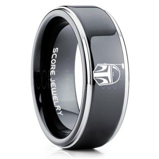 Boba Fett Ring, Boba Fett Helmet Ring, Boba Fett Mandalorian Ring, Star Wars Ring, Star Wars Wedding Band, Black Mandalorian Wedding Ring, Black Tungsten Band, Mandalorian Wedding Band, Star Wars Wedding Ring, Star Wars Mandalorian Jewelry