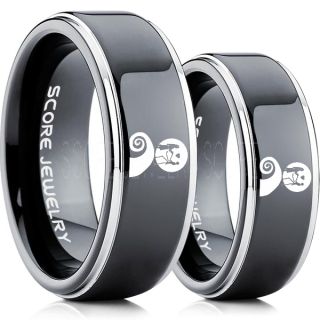 Jack and Sally Rings, Jack and Sally Wedding Bands, Black Tungsten Rings, Black Tungsten Wedding Bands, Jack and Sally Wedding Rings