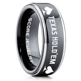 Texas Holdem Poker Ring, Poker Ring, Ace of Spades Ring, Poker Jewelry, Blackjack Ring, Casino Ring, Joker Ring, Poker Wedding Ring, Black Tungsten Ring
