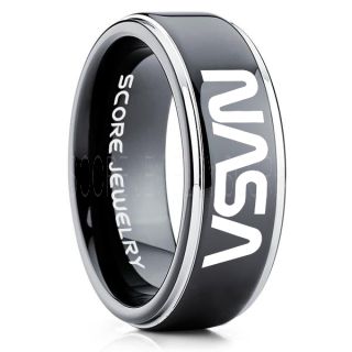 NASA Ring, NASA Jewelry, Astronomy Ring, Space Ring, Space Jewelry, Black Wedding Ring, Black Tungsten Band, NASA Wedding Band, NASA Wedding Ring