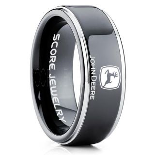 John Deere Ring, Farmer Ring, Agriculture Ring, Construction Machinery Ring, John Deere Jewelry, John Deere Machinery Ring, Farmer Tungsten Wedding Ring, Black Tungsten Ring