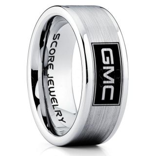 GMC Ring, GMC Truck Ring, Truck Ring, Trucker Ring, Pickup Truck Ring, GM Jewelry, Silver Tungsten Ring, Silver Tungsten Wedding Band, Silver Wedding Band