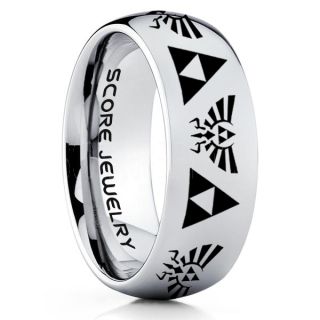 Legend of Zelda Ring, Zelda Triforce Ring, Silver Zelda Wedding Ring, Silver Tungsten Zelda Wedding Band, Silver Tungsten Ring, Silver Wedding Band, Gamer Ring