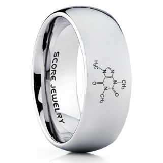 Caffeine Molecule Ring, Caffeine Ring, Molecule Ring, Biology Ring, Chemistry Ring, Science Jewelry, Teacher Ring, Teacher Jewelry, Silver Tungsten Ring, Silver Ring, Silver Wedding Band