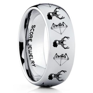 Deer Hunting Ring, Elk Hunting Ring, Deer Hunting Tungsten Ring, Crossbow Deer Hunting Ring, Crossbow Deer Ring, Deer Jewelry, Silver Tungsten Wedding Band