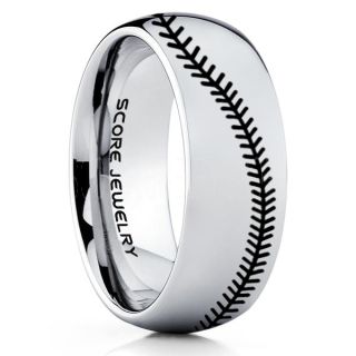 Baseball Ring, Baseball Stitch Pattern Ring, Silver Tungsten Ring, Silver Ring, Silver Wedding Band, Silver Wedding Ring, Baseball Stitch Ring, Silver Tungsten Band
