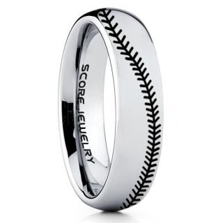 Baseball Ring, Baseball Stitch Pattern Ring, Silver Tungsten Ring, Silver Ring, Silver Wedding Band, Silver Wedding Ring, Baseball Stitch Ring, Silver Tungsten Band