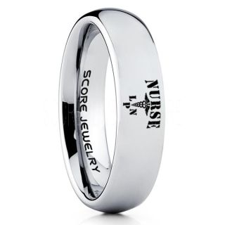 Licensed Practical Nurse Ring, Nurse Ring, LPN Nurse Wedding Band, Career Ring, LPN Nurse Jewelry, Silver Nurse Tungsten Ring, Silver Wedding Band, Silver Tungsten Wedding Band