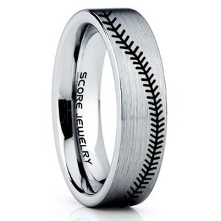Baseball Ring, Baseball Stitch Pattern Ring, Silver Tungsten Ring, Silver Ring, Silver Wedding Band, Silver Wedding Ring, Baseball Stitch Ring, Silver Tungsten Band